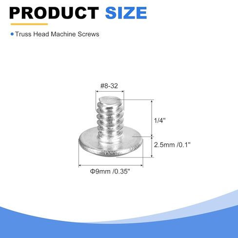 uxcell #6-32 x 1-1/4" Truss Head Phillips Machine Screws, Full Thread, Phillips Drive, 304 Stainless Steel 18-8, Quantity 50 in Saudi Arabia