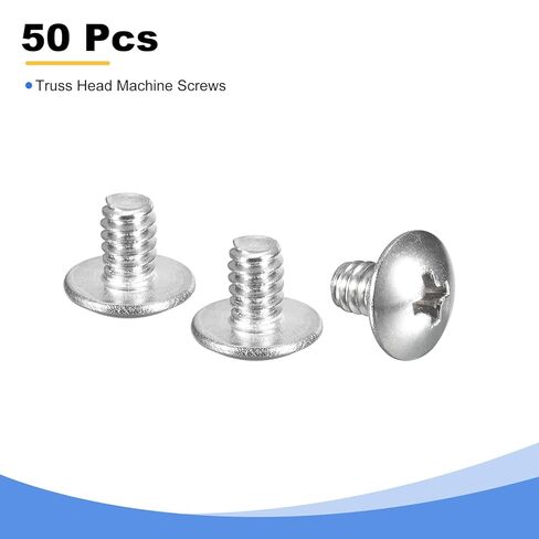 uxcell #6-32 x 1-1/4" Truss Head Phillips Machine Screws, Full Thread, Phillips Drive, 304 Stainless Steel 18-8, Quantity 50 in Saudi Arabia