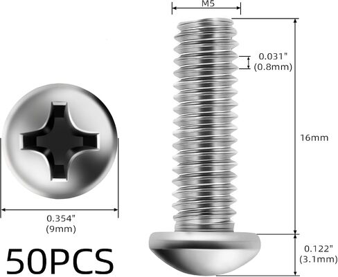 M4 x 6mm Pan Head Machine Screws, 304 Stainless Steel Screw for Electrical Wall Socket, Household Repairs, Switches Outlets Screws with Screwdriver Bit, Fully Threaded, Bright Finish, 50 PCS in Saudi Arabia
