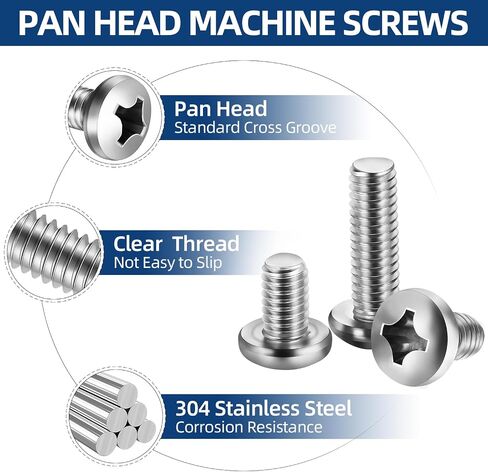 M4 x 6mm Pan Head Machine Screws, 304 Stainless Steel Screw for Electrical Wall Socket, Household Repairs, Switches Outlets Screws with Screwdriver Bit, Fully Threaded, Bright Finish, 50 PCS in Saudi Arabia
