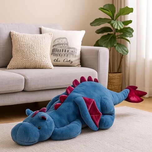 Giant Weighted Stuffed Animal 10Lbs 35.4", Heavy Soft Dragon Plush Toy, White Weighted Dragon Stuffed Animal for Kids and Adults, for Comfort and Relaxation in Saudi Arabia