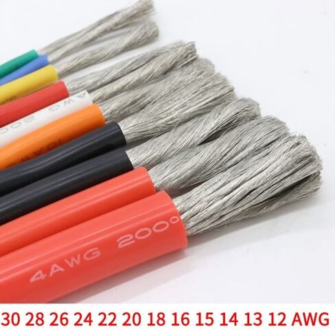 Gauge Copper Wire, 5M/Set 30/28/ 26/24 /22/20 /18/16 /15/14/ 13/12 AWG Heat-Resistant Cable Ultra Soft Silicone Wire Copper Flexible High Temperature White(15AWG) in Saudi Arabia