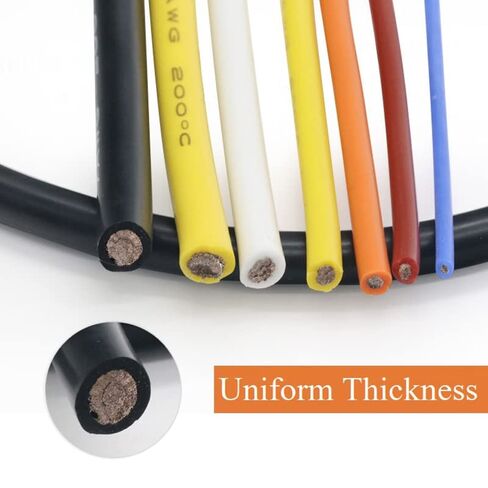 Gauge Copper Wire, 5M/Set 30/28/ 26/24 /22/20 /18/16 /15/14/ 13/12 AWG Heat-Resistant Cable Ultra Soft Silicone Wire Copper Flexible High Temperature White(15AWG) in Saudi Arabia