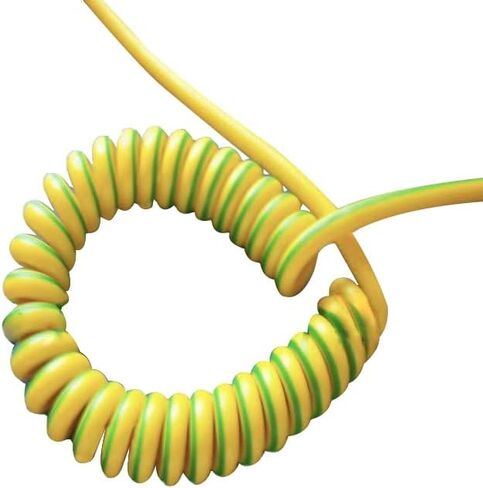 Gauge Copper Wire, 1Pc Yellow/Green Spring Spiral Cable Yellow-Green Ground Wire Single Core 20/18/17/15/13/11/9/7AWG Shrinkable Cable Copper Wire Telescopic Wire(20 Awg 0.5mm2,Stretch 3 Meters) in Saudi Arabia