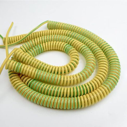 Gauge Copper Wire, 1Pc Yellow/Green Spring Spiral Cable Yellow-Green Ground Wire Single Core 20/18/17/15/13/11/9/7AWG Shrinkable Cable Copper Wire Telescopic Wire(20 Awg 0.5mm2,Stretch 3 Meters) in Saudi Arabia