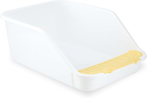 SpaceTime Large Cat Litter Box with High Sides,Cat Boxes for Indoor Cats,Cat Litter Pan for Kitty,Litter Box with Low Entry,Easy to Clean,Anti-Splashing(White) in Kuwait