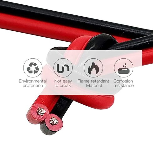 Gauge Copper Wire, Black Red Color 2Pin Silicone Cable Extension Copper Wire Super Soft 10 12 14 16 18 20 22 24 26 AWG Flexible DIY LED Lamp Connector Wire(20 Awg,5m) in Saudi Arabia