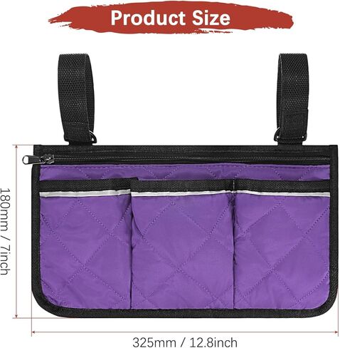 12.8 "X7" Beach Chair Recrest Bag [1 pack] - Polyester Polyester مقاومة للماء قابلة للتعديل مع تعديل الشريط العاكس الشاطئ منظم استخدام كراسي التخييم والاستاد والفناء [الأرجواني] in Kuwait