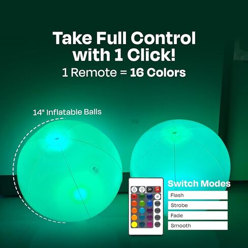 Nayuna Dual Lead Beach Ball - (4 عبوات) توهج في الكرات المظلمة لحوض السباحة والشاطئ - تضيء كرات الشاطئ لحفلة البركة - كرة متوهجة - توهج في كرة الشاطئ المظلمة. in Kuwait