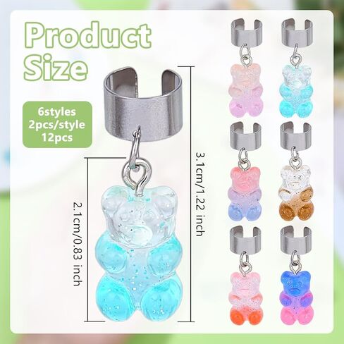 Olycraft 12pcs 6 Colors Bear Bear Metethoscope Charms 1.2 inch Animal Metethoscope Tag Metethoscope name tag tag charms charmoscope charms accoper for doctor nurs in Saudi Arabia