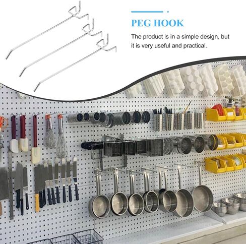 40pcs 7.8 بوصة L شكل طقم منظمات Pegboard السنانير الصغيرة المجلفنة ، خطافات فائدة معدنية لتنظيم الجدار في المنزل أو المرآب in Saudi Arabia