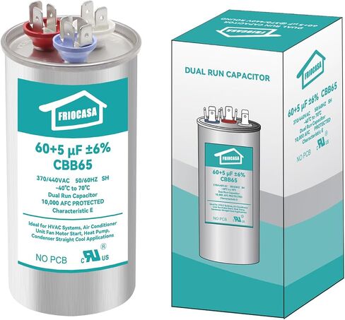 45/7.5 uF 45+7.5 MFD ±6% Ac Capacitor 370V/440V 50/60Hz CBB65B Air Conditioner Capacitors for AC Unit Fan Motor Start or Pool Pump or Air Condenser Straight Cool in Saudi Arabia