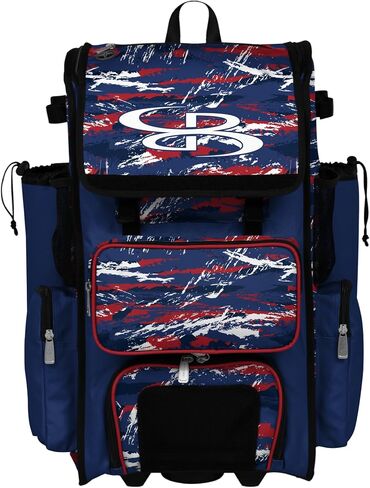 Boombah Rolling Superpack Baseball/Softball Gear Bag - مقبض تلسكوبي - يحمل 4 خفافيش - نسخة ذات عجلات - حلاقة متعددة in Kuwait