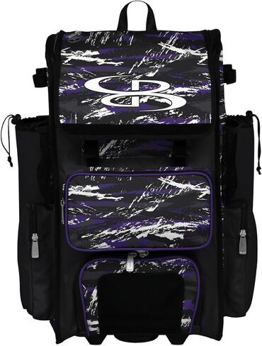 Boombah Rolling Superpack Baseball/Softball Gear Bag - مقبض تلسكوبي - يحمل 4 خفافيش - نسخة ذات عجلات - حلاقة متعددة in Kuwait