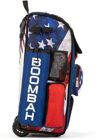 Boombah Rolling Superpack 2.0 Baseball/Softball Gear Bag - 23-1/2" x 13-1/2" x 9-1/2" - USA Baseball Royal/Red/White - Telescopic Handle - Holds 4 Bats - Wheeled Version in Saudi Arabia