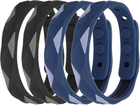 MECCANIXITY Anti Static Bracelet, 0.5"X9" Adjustable Anti Static Wristband Silicone Balance Energy Sport Bracelets for Eliminate Static, Black,Blue 4Pack in Kuwait