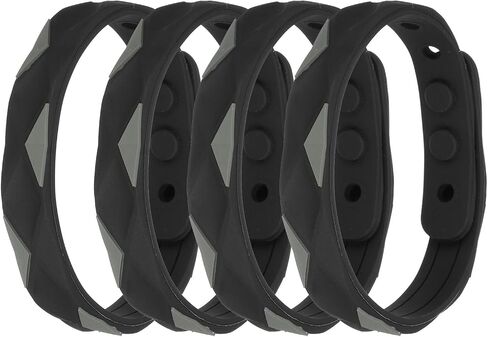 MECCANIXITY Anti Static Bracelet, 0.5"X9" Adjustable Anti Static Wristband Silicone Balance Energy Sport Bracelets for Eliminate Static, Black,Blue 4Pack in Saudi Arabia