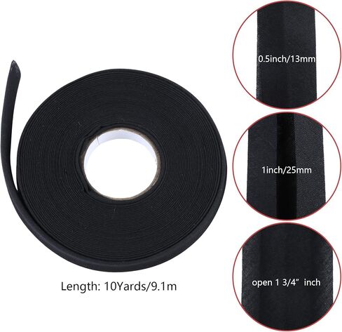 1 Inch Double Fold Bias Tape, Wide Fabric Sewing Tape Tape for Hemming Seaming Binding Piping Quilting (10 Yards, White) in Saudi Arabia