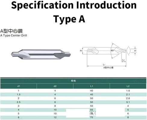 Tungsten Steel Center Drills 60 Degree Carbide Spot Drill Type A B Double-Head Metal Drill Bit 1Pcs(Type B,D1) in Saudi Arabia