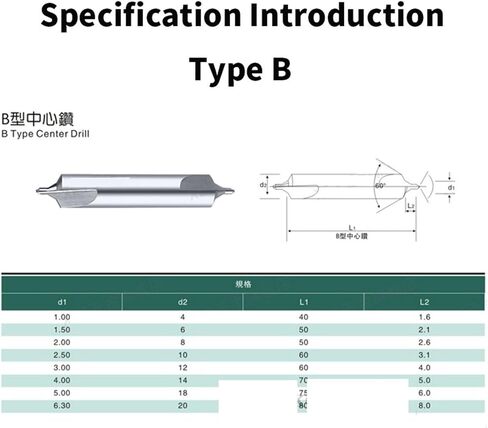 Tungsten Steel Center Drills 60 Degree Carbide Spot Drill Type A B Double-Head Metal Drill Bit 1Pcs(Type B,D1) in Saudi Arabia