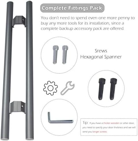 Long Door Pull Handle Replacement, Round Commercial Barn Door/Glass Push Pull Doors/Wood Door Handles Bar 25 34 36 58 70 97 Inches Gate Hardware Kit Two-Side Design, Heavy Duty (Color : Ligh in Saudi Arabia