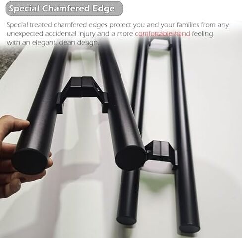 Long Door Pull Handle Replacement, Round Commercial Barn Door/Glass Push Pull Doors/Wood Door Handles Bar 25 34 36 58 70 97 Inches Gate Hardware Kit Two-Side Design, Heavy Duty (Color : Ligh in Saudi Arabia