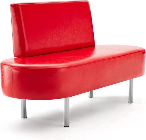 Omysalon غرفة الانتظار مقعد المقعد ، كرسي مكتب استقبال صالون مع مسند الظهر ، 59.1 '' 'Vabice Guest Lobby Chair for Beauty Beauty Barber Furniture ، Black in Kuwait