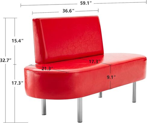 Omysalon غرفة الانتظار مقعد المقعد ، كرسي مكتب استقبال صالون مع مسند الظهر ، 59.1 '' 'Vabice Guest Lobby Chair for Beauty Beauty Barber Furniture ، Black in Kuwait