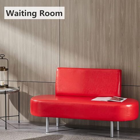 Omysalon غرفة الانتظار مقعد المقعد ، كرسي مكتب استقبال صالون مع مسند الظهر ، 59.1 '' 'Vabice Guest Lobby Chair for Beauty Beauty Barber Furniture ، Black in Kuwait