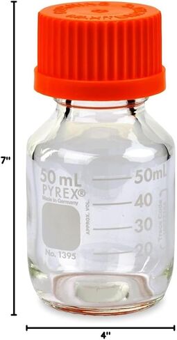 Corning PYREX 1395-50, 50mL Round Media Storage Bottles, with GL32 Screw Cap (Single) in Saudi Arabia