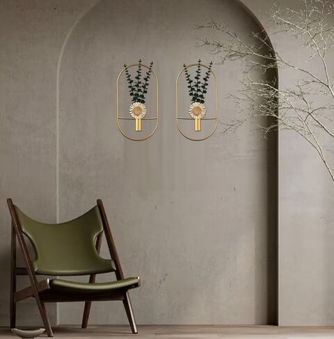 Black Plants Wall-Mounted Decor, Large Metal Wall Art for Living Room, Bedroom, Bathroom, Dining Room in Saudi Arabia