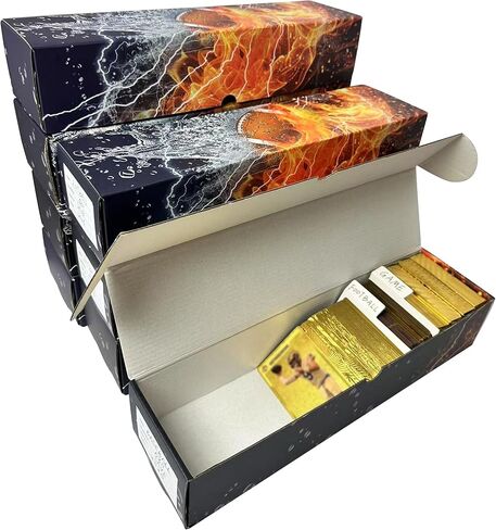 Trading Card Storage Box, Corrugated Cardboard Storage Box with dividers & labels for Football, Baseball, Basketball, Soccer, Hockey, Sports, Game Collection Organizer (1Pack-Football) in Kuwait