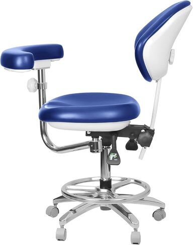 XUX Dual-use Dental Adjustable Seat Doctor's Stool Dental Assistance Chair with Foot Control 360 Degree Rotation Armrest QY-600M-B2 PU Leather in Saudi Arabia