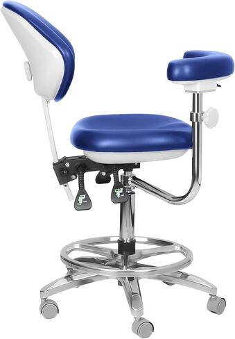 XUX Dual-use Dental Adjustable Seat Doctor's Stool Dental Assistance Chair with Foot Control 360 Degree Rotation Armrest QY-600M-B2 PU Leather in Saudi Arabia