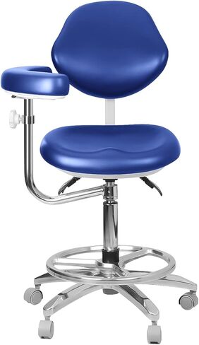 XUX Dual-use Dental Adjustable Seat Doctor's Stool Dental Assistance Chair with Foot Control 360 Degree Rotation Armrest QY-600M-B2 PU Leather in Saudi Arabia