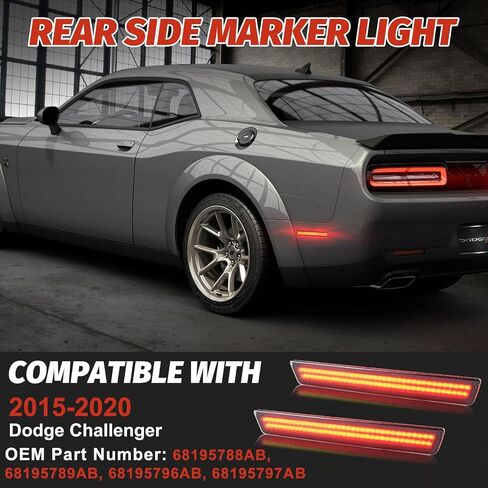 Amber LED Side Marker Lights LED Front Bumper Fender Sidemarker Lamp Compatible with 2015 2016 2017 2018 2019 2020 Dodge Challenger Parking Signal Lamps & Smoke Lens, 2pcs in Saudi Arabia
