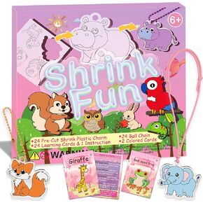 Shrink Fun 75PCS Shrinky Dinks Craft Kits for Kids, Includes 24 Pre Cut Sea Animals Charms, 24 Learning Cards and More, Keychain&Necklace Making Set for Boys and Girls, Craft Activity for Party Age 6+ in Kuwait