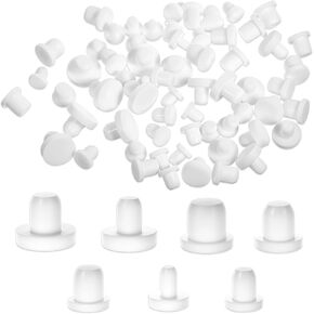 70 Pcs Silicone Rubber Hole Plug, 7 Sizes Round Rubber Button Hole End Covers, Silicone Plugs, White High Temp T-Type Holes Plugs, Soft Flexible Stopper, Waterproof & Sealing in Kuwait