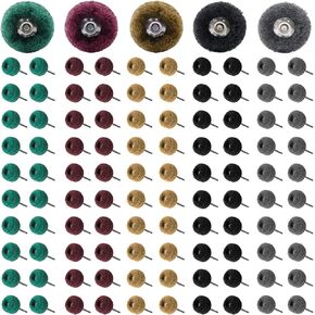 100Pcs Abrasive Buffing Wheels, 1" Buffing Polishing Wheels Set for Rotary Tool Metal Polishing Compound with 1/8"(3mm) Shank, 20Pcs Each of 120 180 320 400 800 Grit Scouring Pad Abrasive Wheel in Saudi Arabia