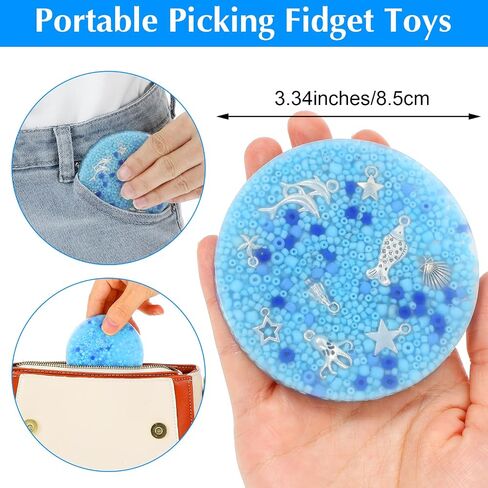 Skin Picking Fidget Toys, Non-Sticky Silicone Sensory Picking Pocket Pad 8.5cm Portable Reusable Relax Anxiety Toy Easter Basket Stuffers for Adult Pick Dig Peel in Saudi Arabia