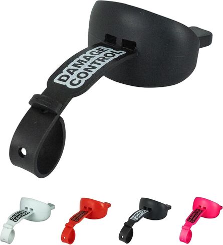 DAMAGE CONTROL Mouthguard with Permanent Helmet Strap, Youth Mouth Guard to Protect Lips & Teeth, No Boiling Pacifier, Breathable Binky Mouthpiece, Football Mouthpiece, Works with Braces (Black) in Kuwait