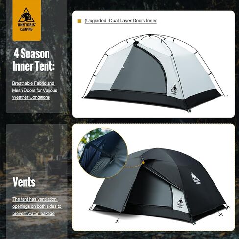 OneTigris Stella 4 Season Camping Tent Backpacking 1 Person Waterproof Lightweight Easy Setup Instant 3000mm Waterproof Rating Outdoor Hiking Tent in Saudi Arabia