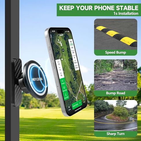 Magnetic Golf Cart Phone Holder Mount Compatible With MagSafe iPhone &Android– N52 Strong Magnetic, 360 ° Rotatable, Suitable for EZGO/Club Car/Yamaha, Golf Cart Accessories for Men Women - Golf Gifts in Kuwait