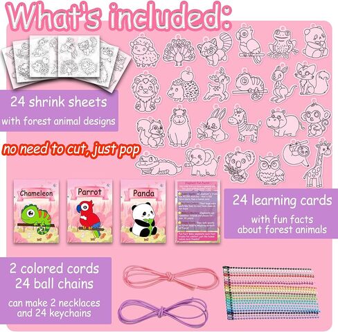 Shrink Fun 75PCS Shrinky Dinks Craft Kits for Kids, Includes 24 Pre Cut Sea Animals Charms, 24 Learning Cards and More, Keychain&Necklace Making Set for Boys and Girls, Craft Activity for Party Age 6+ in Kuwait