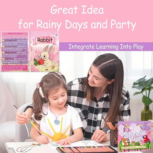 Shrink Fun 75PCS Shrinky Dinks Craft Kits for Kids, Includes 24 Pre Cut Sea Animals Charms, 24 Learning Cards and More, Keychain&Necklace Making Set for Boys and Girls, Craft Activity for Party Age 6+ in Kuwait