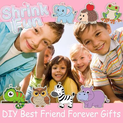Shrink Fun 75PCS Shrinky Dinks Craft Kits for Kids, Includes 24 Pre Cut Sea Animals Charms, 24 Learning Cards and More, Keychain&Necklace Making Set for Boys and Girls, Craft Activity for Party Age 6+ in Kuwait