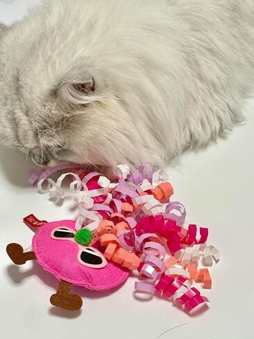 Rohome Catnip Toys for Cat ، لعبة تنظيف الأسنان المضغ ، ألعاب أفخم تفاعلية للتشويش واللعب لعبة Cat-Haired ذات الشعر المجعد (أحمر) in Kuwait