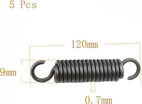 Springs,dualhooksprings, Spring Steel, Wire Diameter 0.7 mm, OD 9 mm, Free Length 100-1000 mm, 5 Pcs(0.7 x 9 x 120 mm) in Saudi Arabia