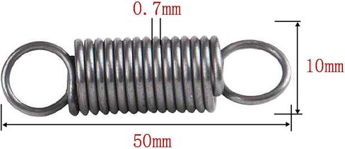 Pull Spring Double Loop Closed Hook, Extension Spring Loop Hook Tension Spring Pack of 10, Wire Diameter 0.7 mm, OD 10 mm, Free Length 50 mm in Saudi Arabia