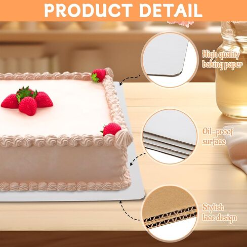 50 PCS 14 "× 10" ألواح الكيك المستطيل ، ألواح قاعدة كعكة من الورق المقوى الأبيض ، لوحة كعكة متينة شحوم للحلويات والمعجنات in Kuwait